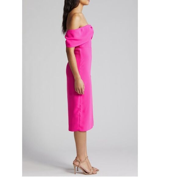 Amanda Uprichard Darien‎ Off the Shoulder Cocktail Dress, Hot Pink, Large, NWT - Picture 4 of 6